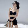 Swimsuit Women's Summer New Bikini Three-piece Set, Small Breasts Gathered, Sexy Skirt Style, Belly Covering and Thin Hot Spring Swimsuit