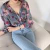 Elegant Floral Chiffon Slim Fit Long Sleeve Top