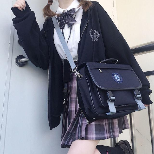 

Кавайные толстовки на молнии для женщин, негабаритные Jk, униформа, толстовка для девочек, милая мода S чёрный