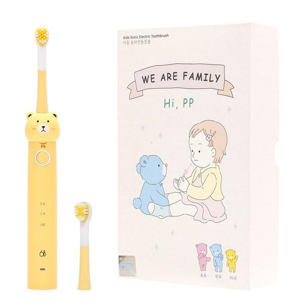 

Sixbi 3-ступенчатая детская электрическая зубная щетка со звуковыми волнами, SB-KIDS100 (Пастельно-желтый)