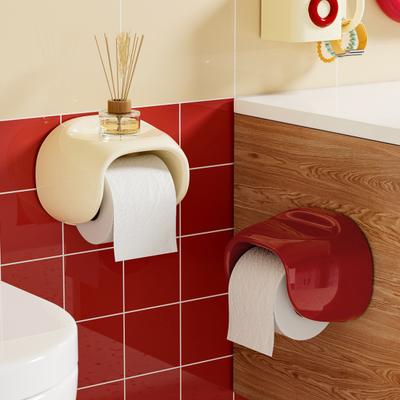 Roll Holder No Drilling Wall Mount Toilet Paper Holder with Top Storage Shelf Durable Space Saving Tissue Dispenser for Bathroom Kitchen