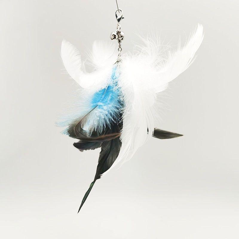 Feather Cat Wand with Bell Long Pole Upgraded Strong Suction Cup Interactive Toys Artificial Bird Cat Stick Toy Pet Supplies