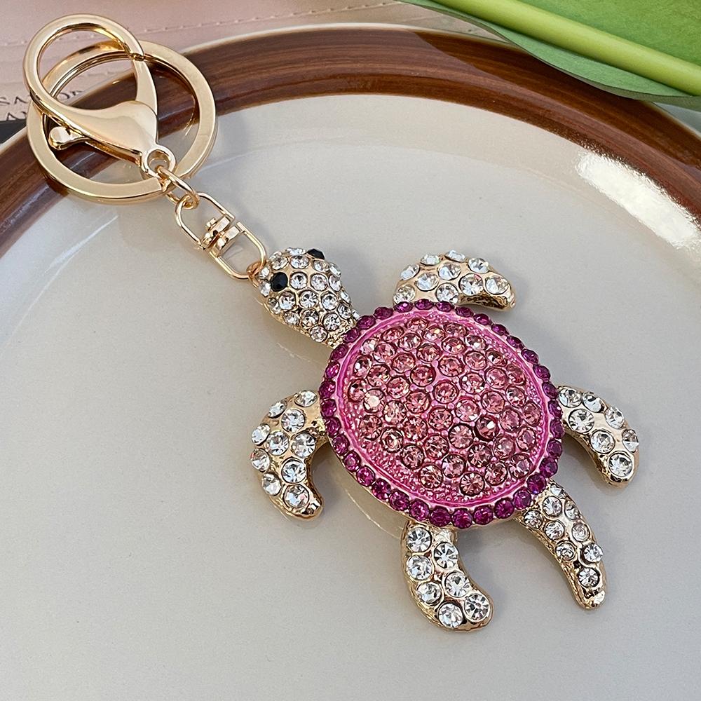 Large Marine Animal Turtle Key Ring Women's Luxury Rhinestone Crystal Tortoise Keychain Handbag Pendant Souvenir Birthday Gift