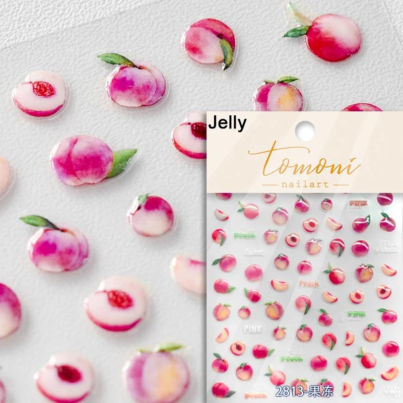 1 piece5D Cute Fruit Jelly Nail Stickers Red and Green Apple High Quality Nail Stickers New Embossed Nail Art Decoration Sticker