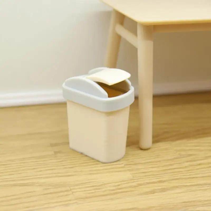 1Pcs Mini Flip Cover Trash Can Dustbin Miniature Toy Model Scene Doll House Accessories Simulation Mini Waste Bin