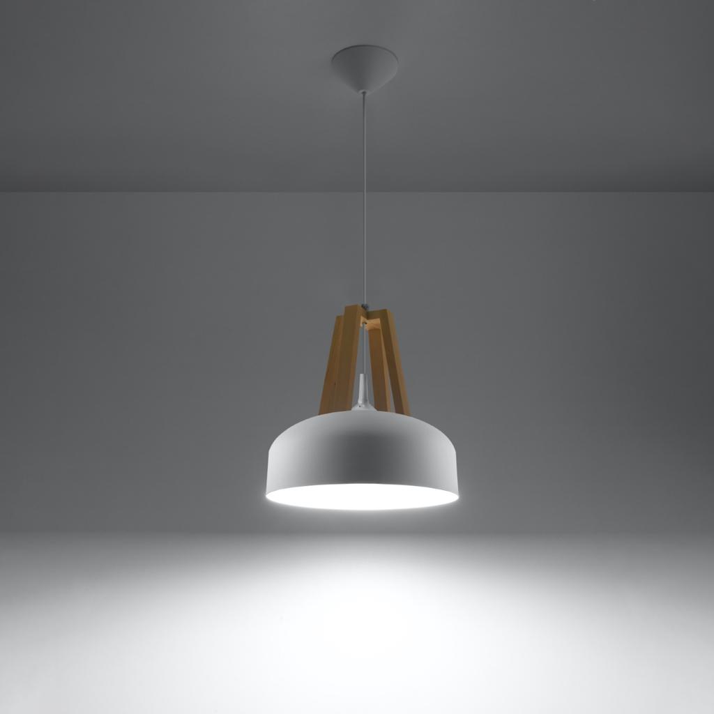 Lampa Wisząca Satura 1 E27 Biały Wood Lumilo 03.423.88