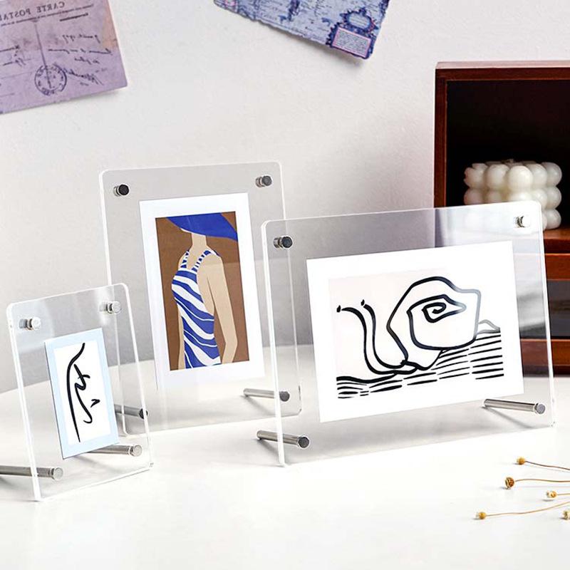 Acrylic Transparent Photo Frame Display Table Postcard Photo Frame Poster Display Stand Advanced Crystal Ornament Frame