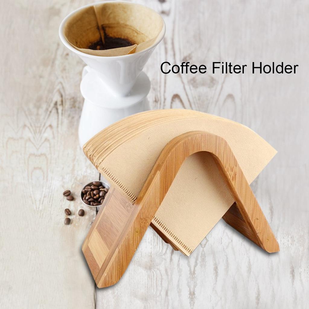 Wooden Coffee Filter Paper Dispenser Holder Display Stand Organizer Rack for Countertop Coffee Station