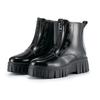 Fashion Mid Tube High Top Motorcycle Rain Boots  Women's Anti Slip and Wear-resistant Rain Shoes  Women Fashion Punk Thick Soled Shoes