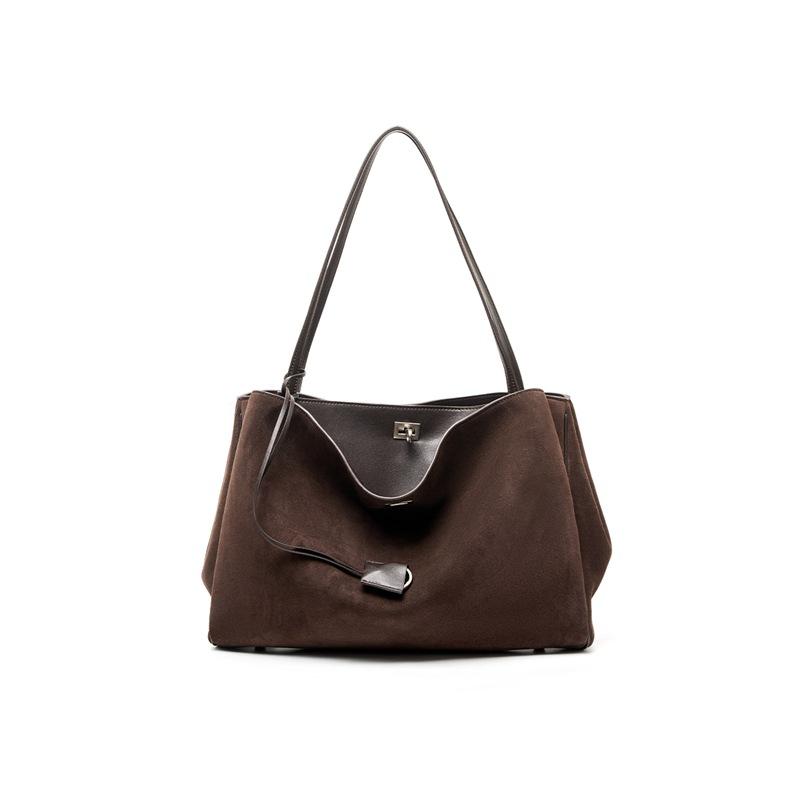 

Легкая женская сумка через плечо, высококлассная сумка-тоут большой вместимости, модная сумка через плечо из мягкой кожи коровьей кожи, повседневная женская сумка через плечо Small Size: 34cm em 13cm -em 26cm кофейный