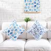 Mediterrane Wasserfarbe Blau Weihnachten Kissenbezug Geometrisch Leinen Kissenbezug Sofa Heim Dekorative Wurfkissen