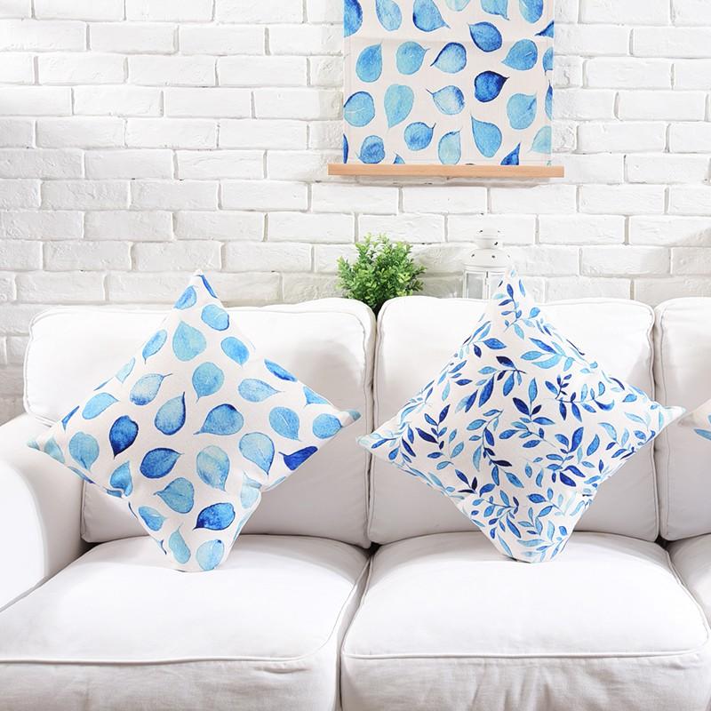 Mediterrane Wasserfarbe Blau Weihnachten Kissenbezug Geometrisch Leinen Kissenbezug Sofa Heim Dekorative Wurfkissen