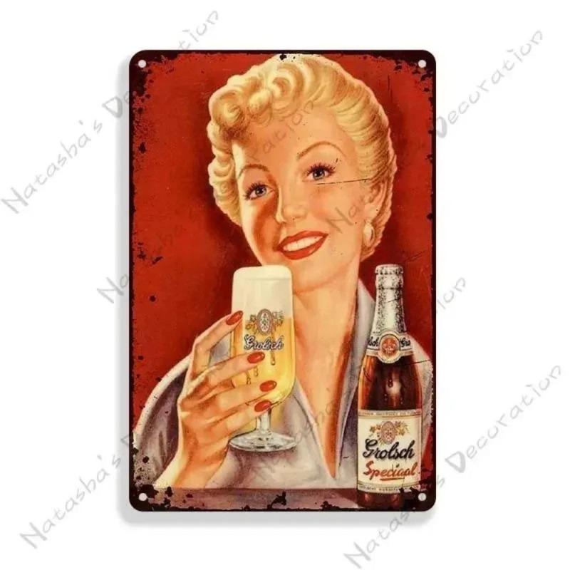 Beer Advertising Metal Sign, Vintage Pub Decor 30x20cm