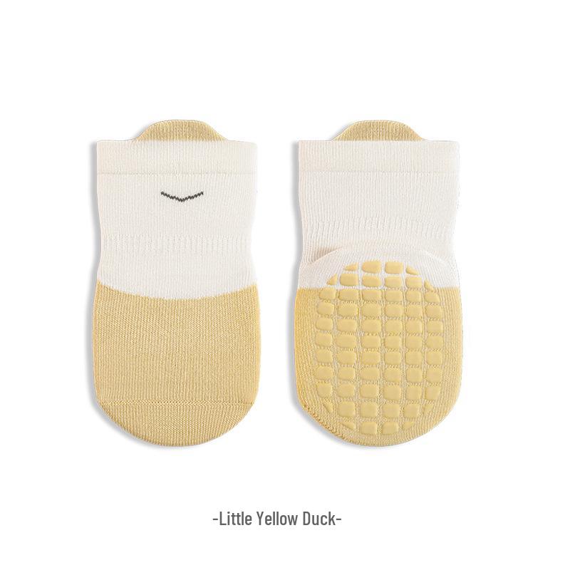 Anti-slip Insulating Infant Socks - Rubber Sole, Seamless Mid-calf Cotton for Learning to Walk