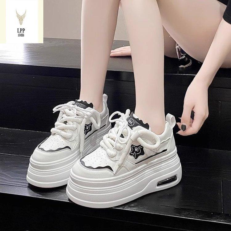 

Little white shoes women s spring new lace-up casual single shoes platform-soled fashion muffin shoes 35 білий
