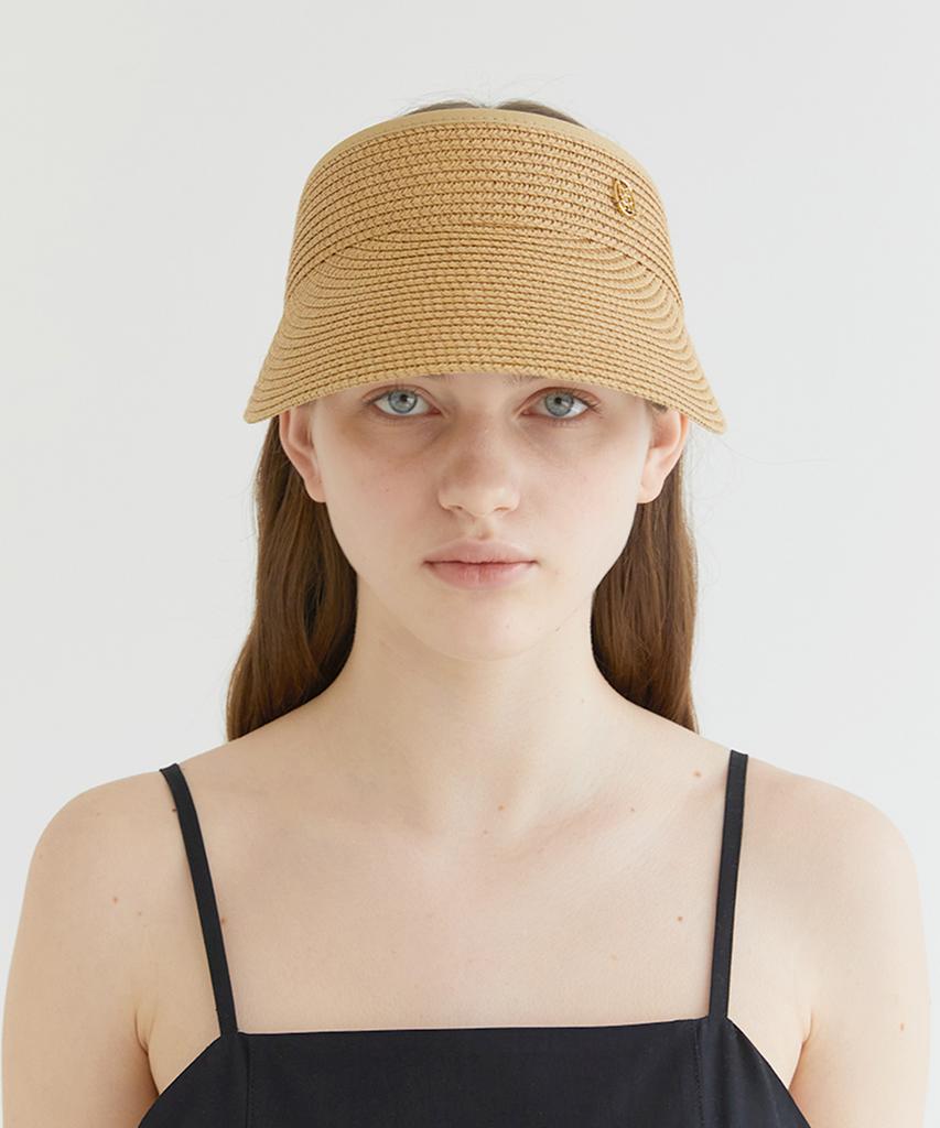 Hallen Basic Logo Pendant Raffia Sun Visor (C009_Beige)