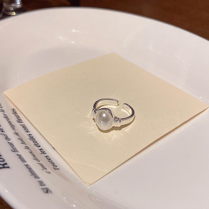 

Кольцо с жемчугом 2024 года «Открытый цветок»: Роскошный корейский стиль для женщин A серебряный