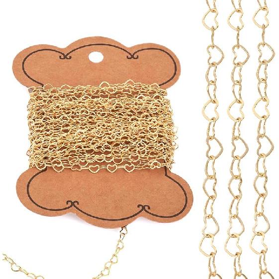 Craftdady 5M 14K Gold Filled Heart Link Chains 5x3.5mm Soldered Brass Bracelet Necklace Designer Chains Simple Chain Gold Chain Necklace Collection