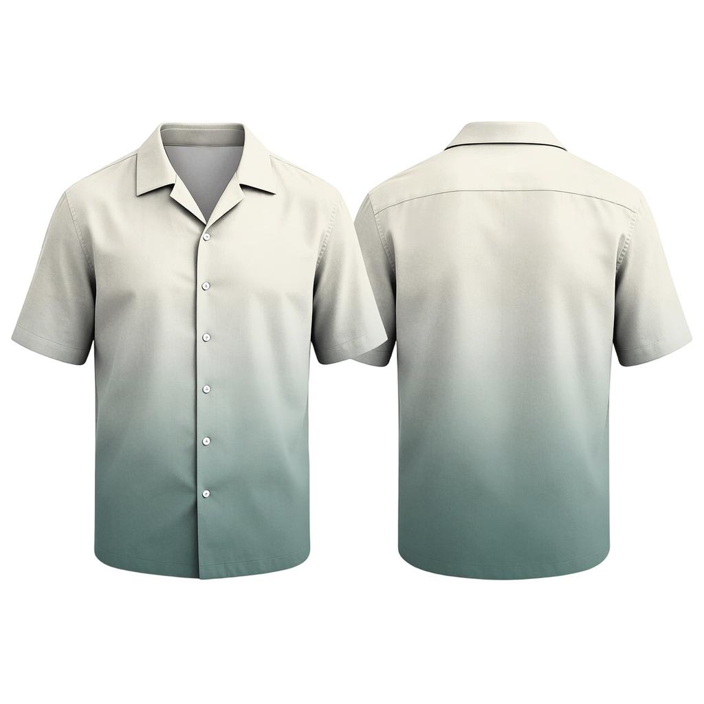 Men's Summer Basic Cuban Collar Shirt Short Sleeve Button Down Casual Lightweight Breathable Fabric Shirt for Everyday Wear