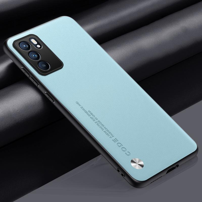 Luxury PU Leather Case For OPPO Reno 6 5G Back Cover Matte Silicone Shockproof Full Protection Phone Case For OPPO Reno6 5G