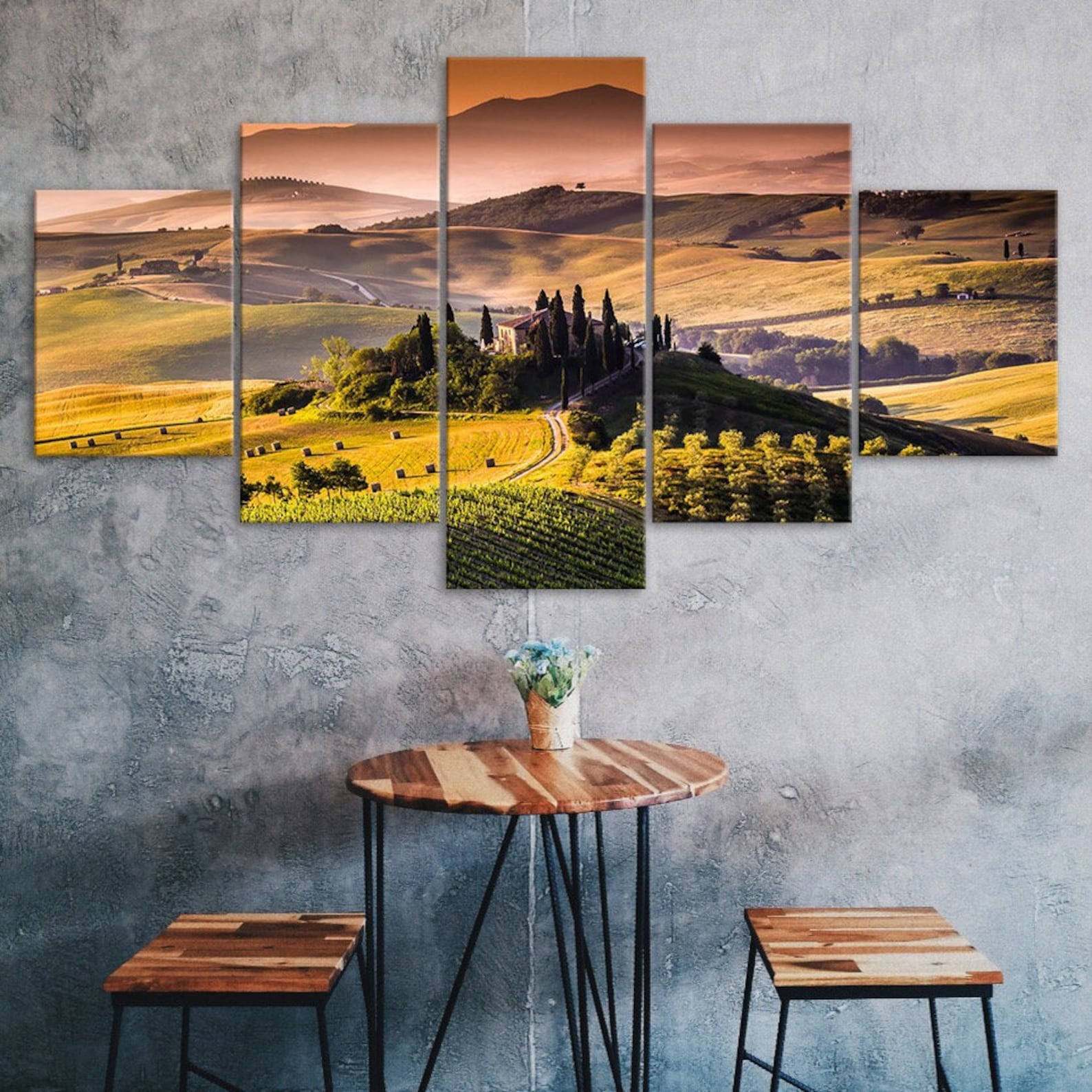 

Italy Tuscany Nature Landscape 5 Piece Five Panel Canvas Print Modern Wall Art Poster Home Decor Gift For Him For Her 20X35 20X45 20X55CM