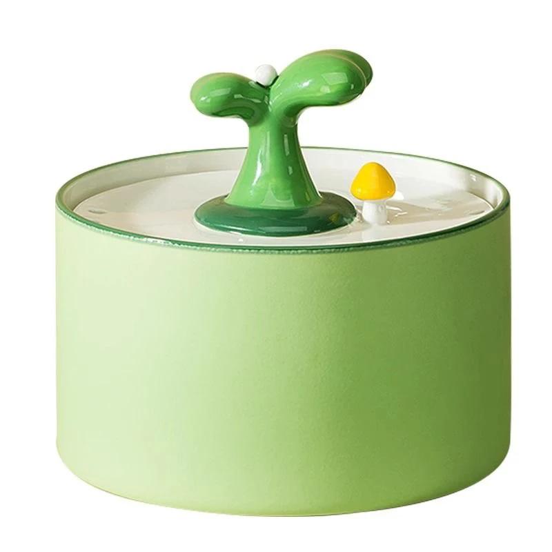 Ceramic Automatic Water Dispenser for Pet Water Feeder, Small Sapling Shape Circulation Flowing Water Bowl, Dog and Cat Bowl 1Pc