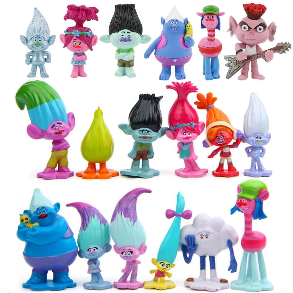 18PCS Trolls Branch Critter Skitter Figure Cool Cute Kawaii Anime Figure Toy Doll Model Decoration room decoration Birthday Gift