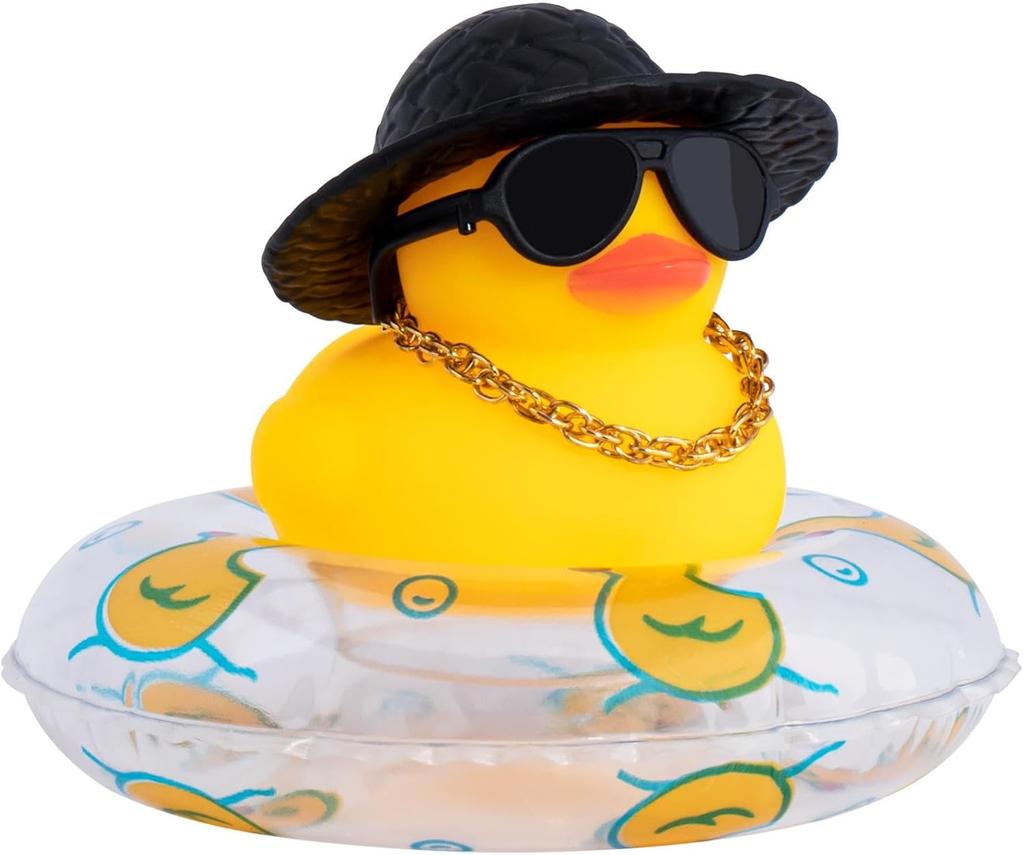 Car Rubber Duck Dashboard Yellow Duck Decoration For Car Dashboard Decorations Duck Toy With Swim Ring