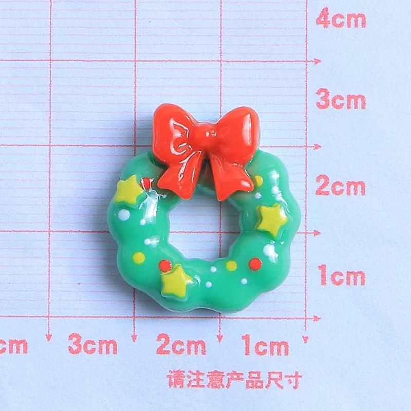 10PCS Resin Kawaii Colorful Gingerbread Man Snowman Bells Trees Flat Back Cartoon Christmas Figurines Scrapbook DIY Decor Crafts