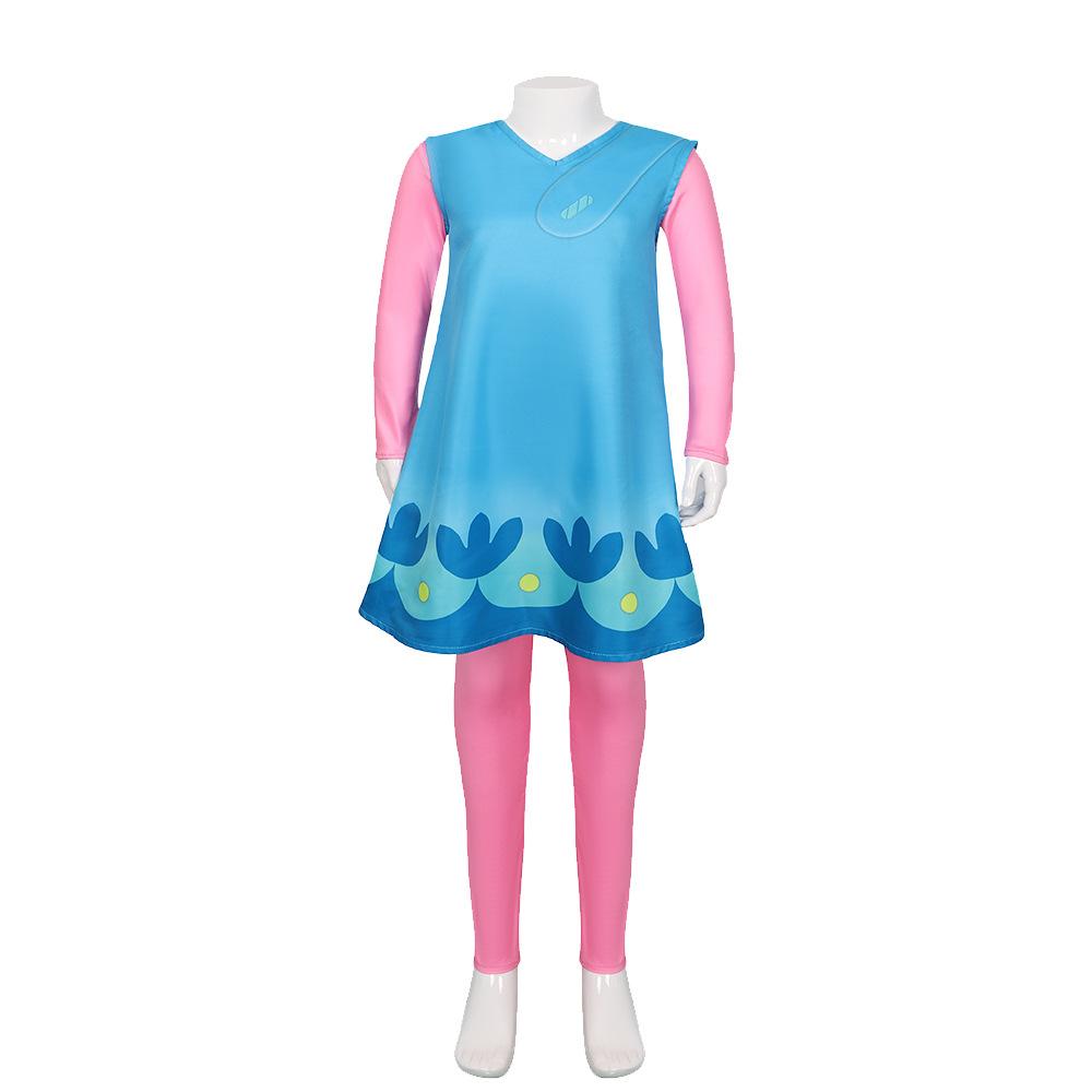 

Branch Trolls Poppy Cosplay Dress Performances Halloween Costume Kids Girl Boy Poppy,150cm