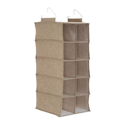 10-Pocket Hanging Shoe Organizer Blended Canvas Storage with 2 Hooks Space-Saving Design Excellent Support Shoe Storage Solution