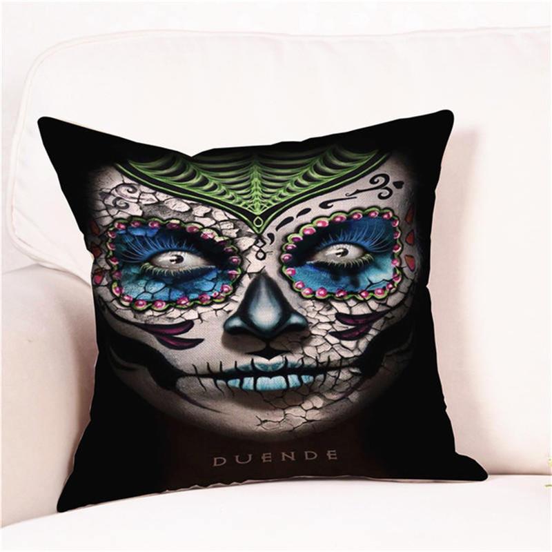 Halloween Cushion Cover Pillowcases Skull Floral Festival Home Decor Square Horror Comfortable Sofa