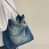 Women's Retro Denim Chain Shoulder Tote, Large Capacity, Summer 2025 Edition