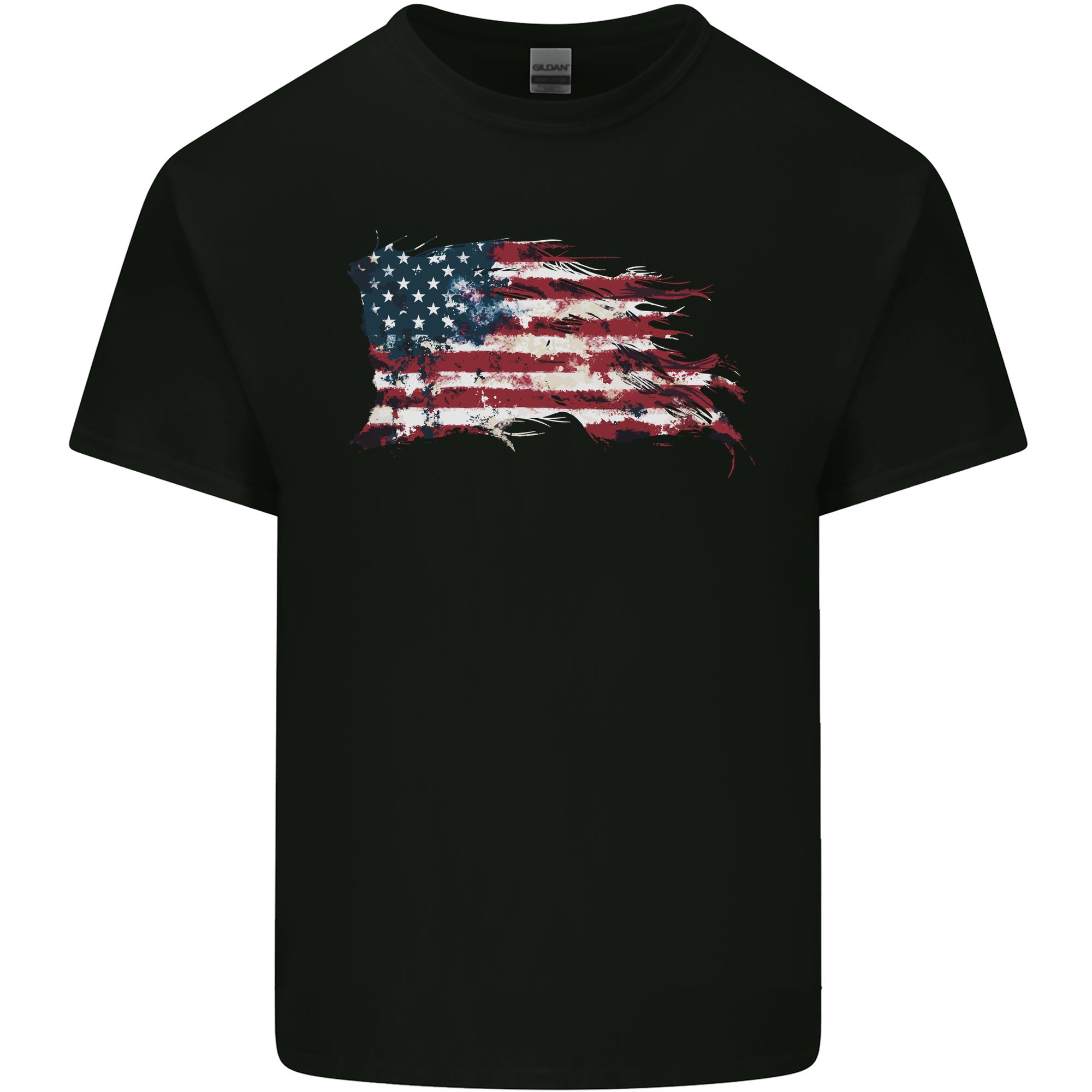 Distressed USA American Stars Stripes Flag Unisexs Light Cotton TShirt S