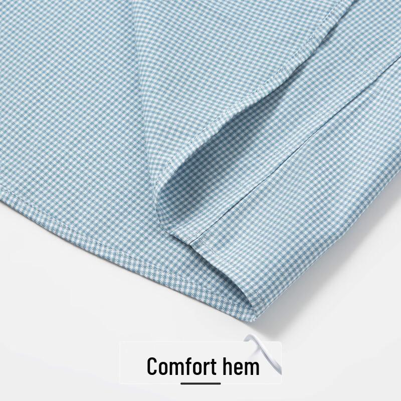 Futing Men's 100% Cotton DP Non-Iron Long Sleeve Plaid Business Shirt