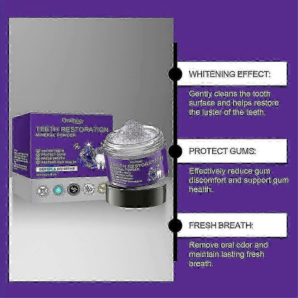1-3pcs Teeth Restoration Mineral Powder, Teeth Whitening Remove Stain, Oral Clean Fresh Breath Improve Smell, Purple Bleaching Toothpaste