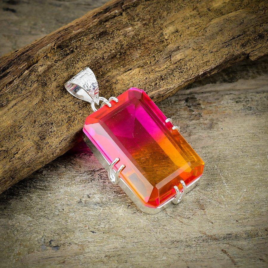 

Bi-Color Tourmaline Gemstone 925 Sterling Silver Jewelry Pendant 1.77 M-121