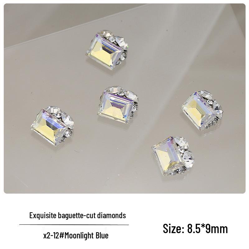 Xiaohongshu Rectangle Rhinestone Nail Art Accessories: Handmade Diamond Ball Rock Candy Alloy Nail Decorations