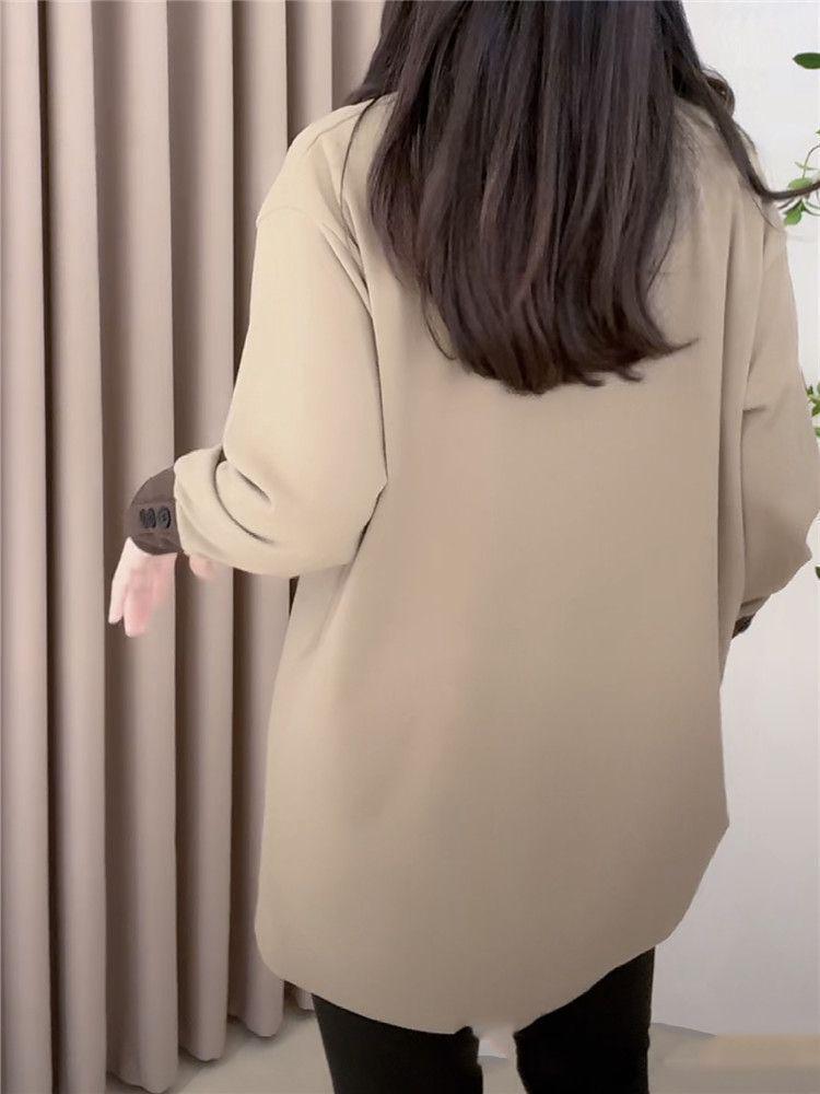 Europäischer Oversized-Doppelseitiger Samt-Rollkragenpullover - Damen Herbst/Winter, Langarm, Lockerer Schnitt, Schlankmachende Basisschicht