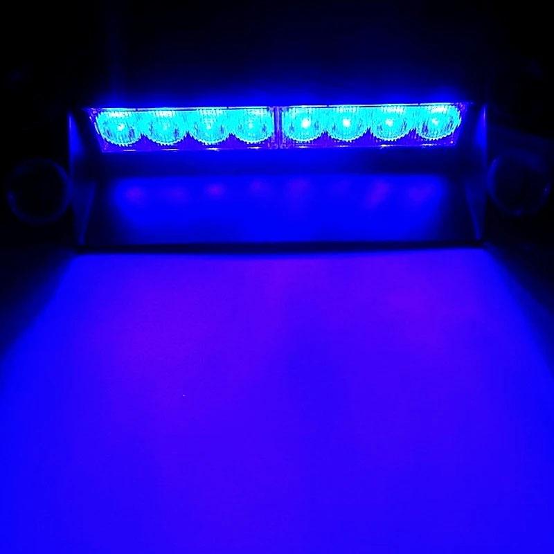 12V Car Strobe Light Flasher Vehicle Windshield Day Running Flashing 8LED Warning Signal Lamp Red Blue Police Emergency Lights