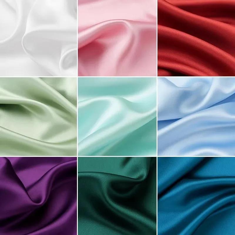 Wide 140cm Acetic Acid Satin Fabric Polyester Spandex Real Silk Fabric Lining Dress Clothing Pajamas Smooth and Silky Fabric
