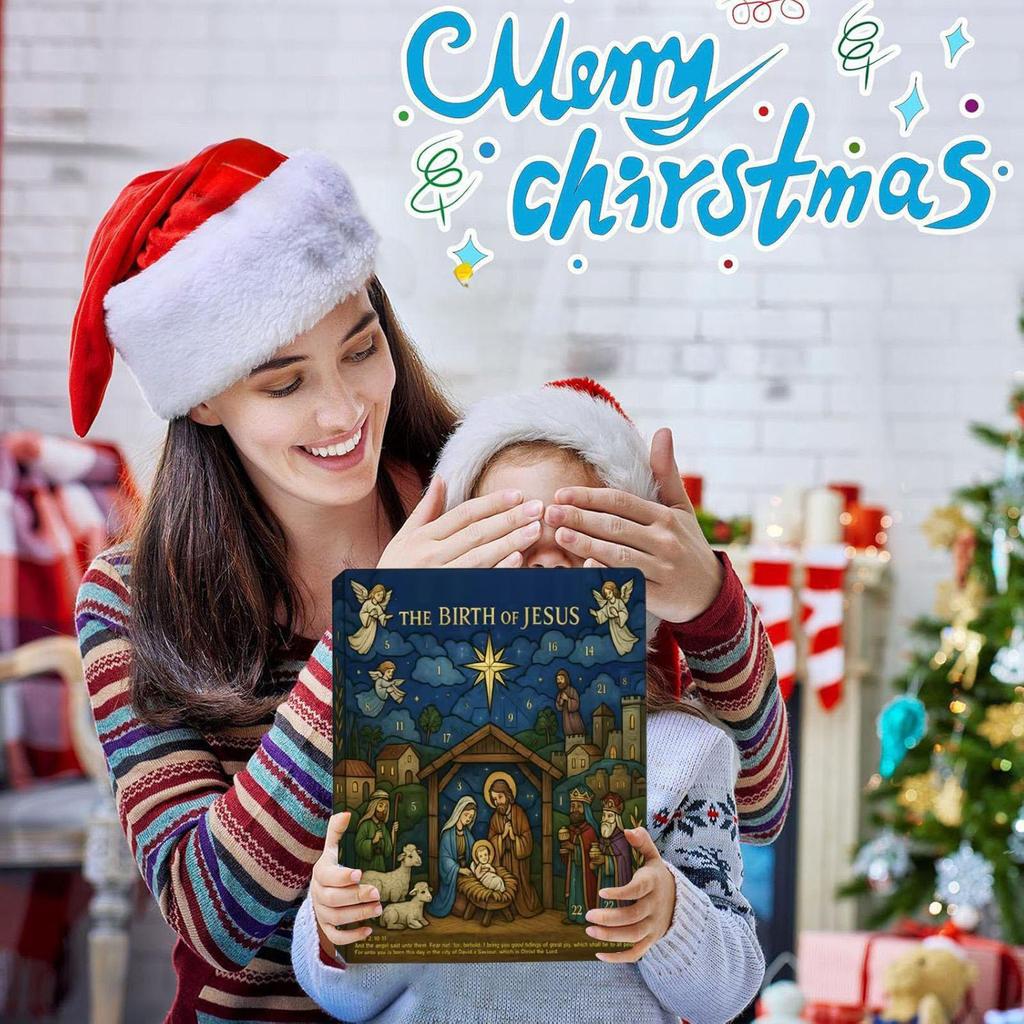 Religious Advent Calendar 2025 Christmas Countdown Calendar 24 Days 2D Acrylic Nativity Jesus Ornaments for Christmas Tree Decor