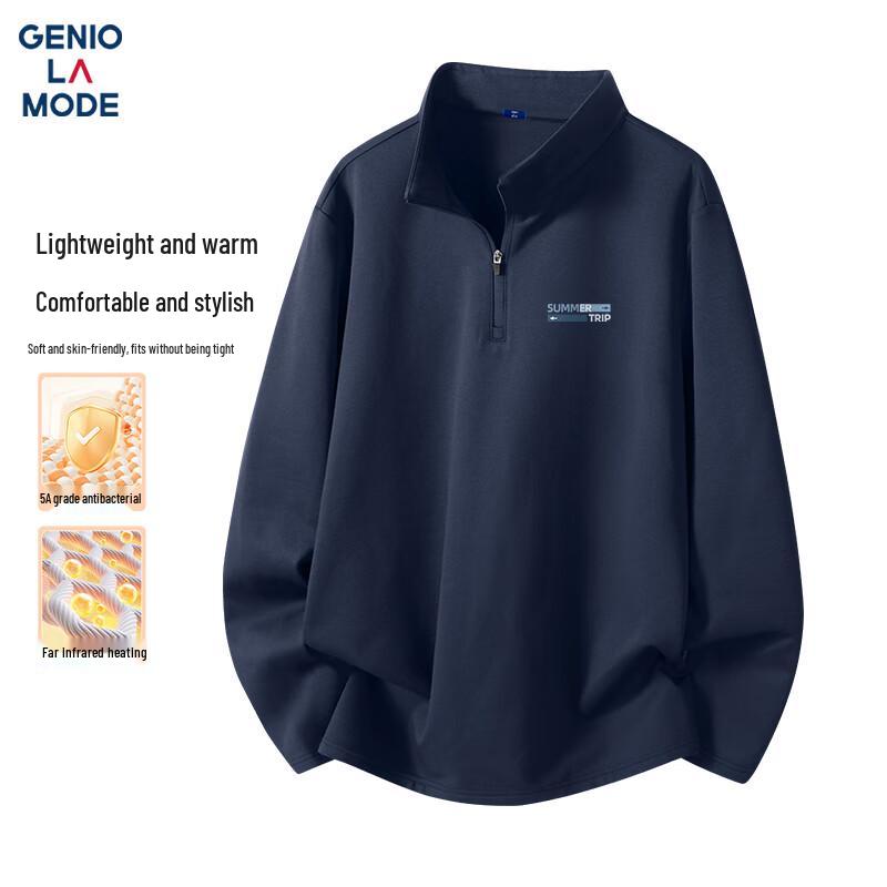 

GENIOLAMODE Men s Fleece Lined Half-Zip Stand Collar Long Sleeve T-Shirt XL