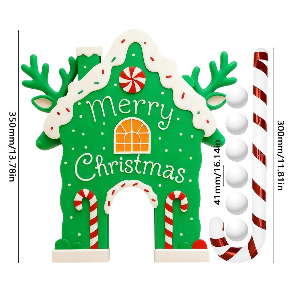 Christmas Gingerbread Golf Game Set W/ Candy Cane Club & 6 Balls Xmas Golf Gingerbread House Kit for Family Holiday Party Decor