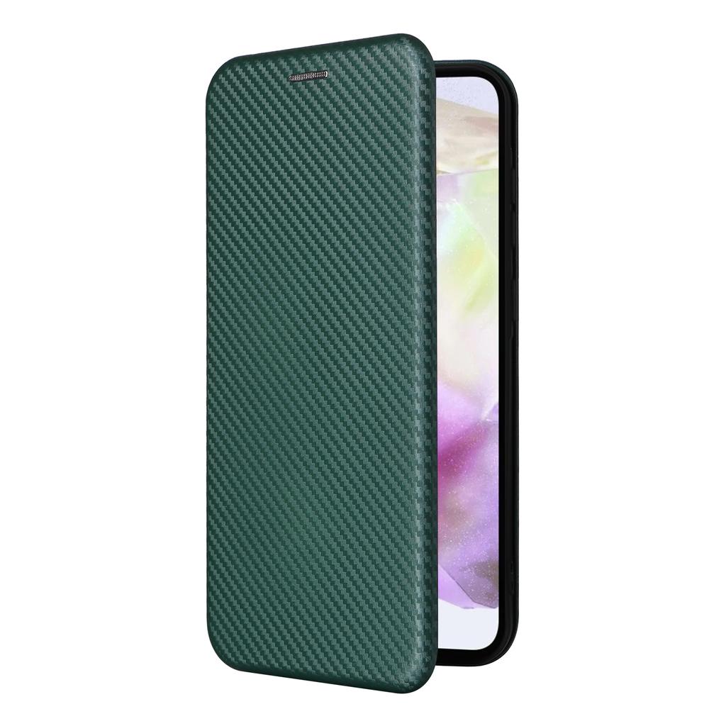 For Samsung Galaxy A56 5G Case Carbon Fiber Texture Drop-Proof PU Leather Phone Cover