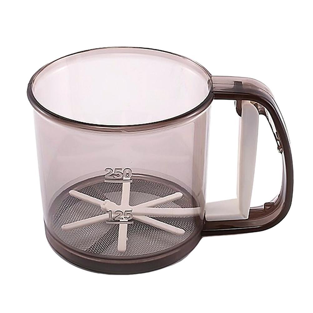Flour Sifter with Hand Press Stainless Steel Double Layers Sieve Baking Sieve Cup Kitchen Baking Tool