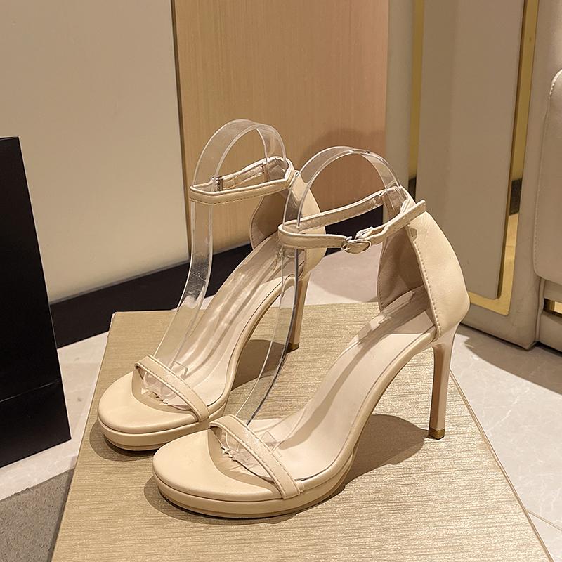 Fashion Stiletto Sandals Summer New Round Head Bag with A Line with Waterproof Platform Anti-slip Wear-resistant High Heels