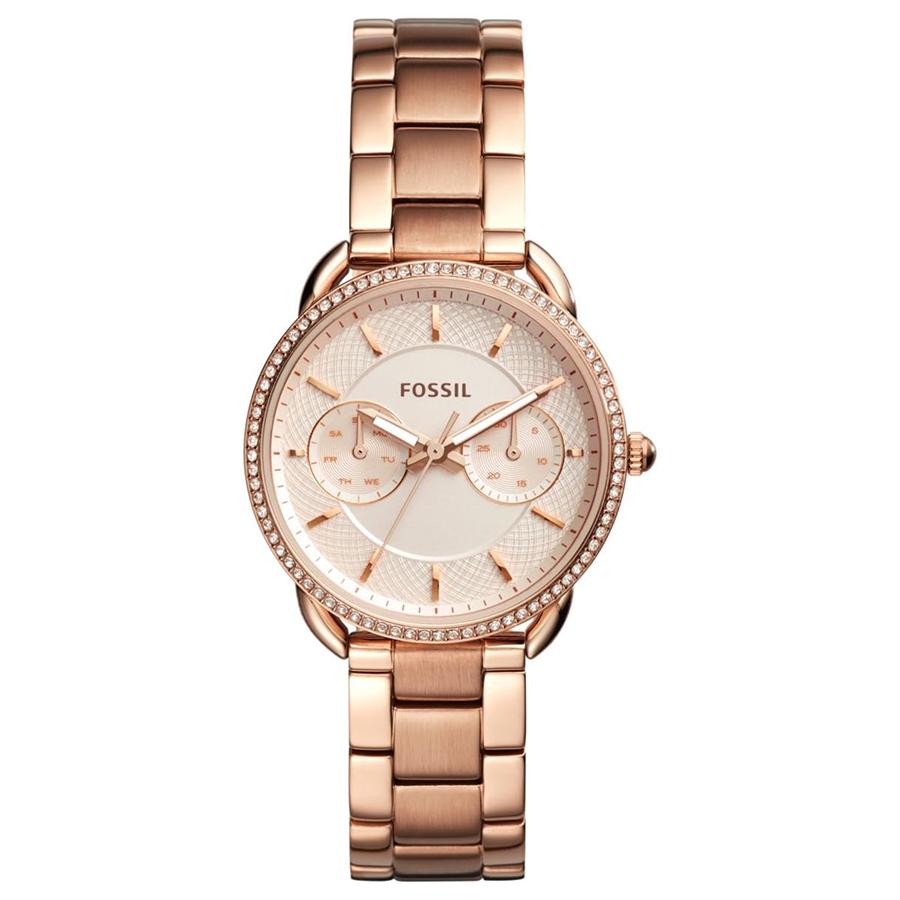 

Fossil Women s Three-Hand Quartz Watch - Round Series, Stainless Steel Case & Crystal Mirror ES4264