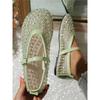 Women's Fashion Flat Shoes, Summer New Mesh Rhinestone Mary Jane Shoes, One Buckle Casual Flats