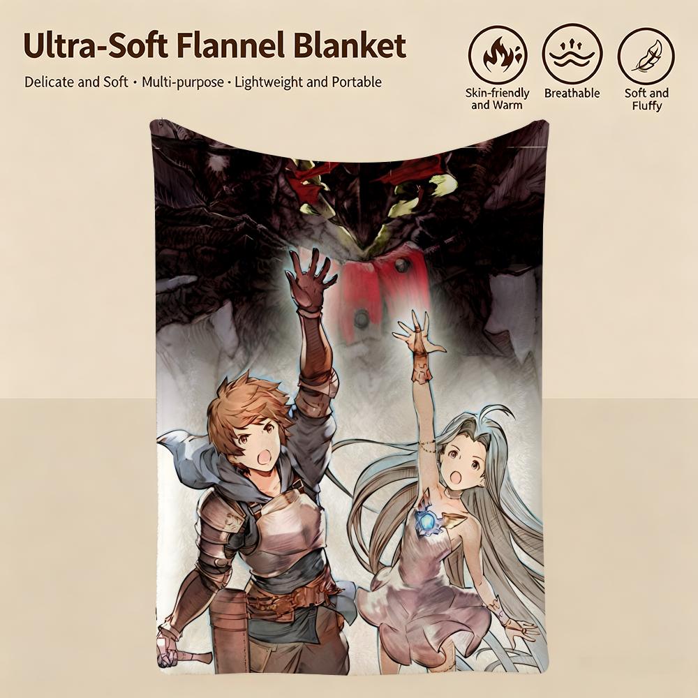 Game G-Granblue Fantasy-y Throw Warm Soft Flannel Blanket, Multi-use for Sofa Bed Camping Travel Nap